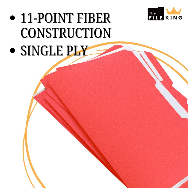 The File King 1/3 Cut Red File Folders Letter Size - 100 Pack | Colored Manilla Folders 8.5 x 11 | Made in The USA | Assorted 3 Tab Red Color Manila File Folder | Heavy Duty Basic Paper Filing Folder - Image 4